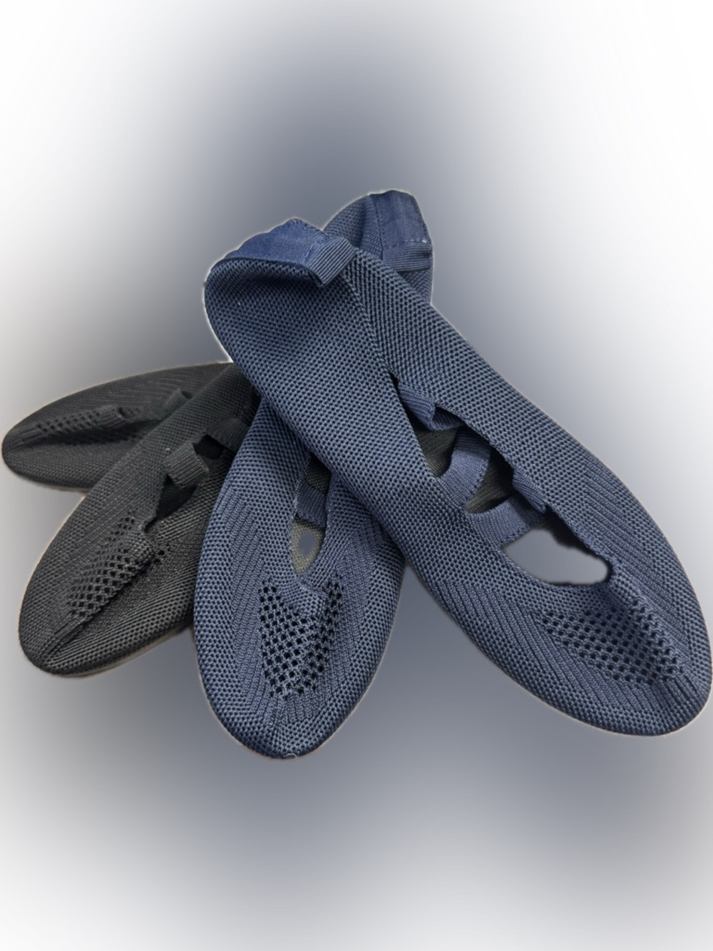 Breathable Knit Slip-On Flats - Navy & Black